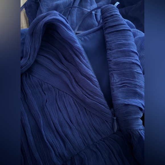 J. Crew Lucienne Blue Silk Chiffon Dress Size 10P - Picture 4 of 7